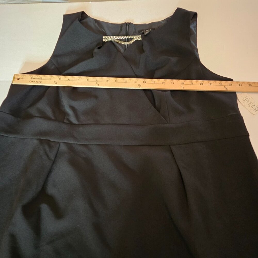 Le Bos Black Sleeveless Midi Dress Silver Front Chain Accent Plus Sz 22W - Picture 7 of 16